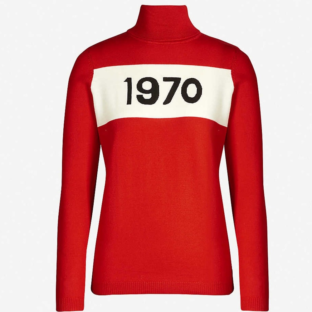 BELLA FRUED 1970 Wool Turtleneck Sweater Orange Red